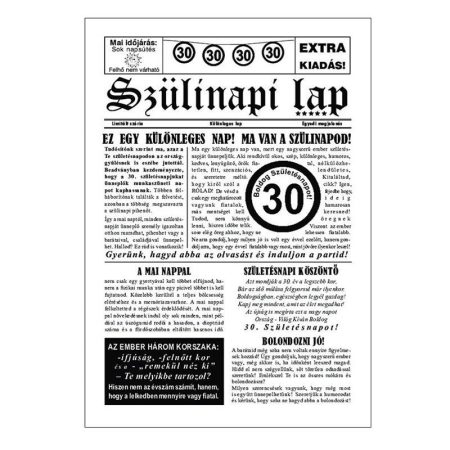 Szülinapi újság 30.születésnapra