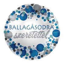   43 cm-es kék konfettis Ballagásodra szeretettel fólia lufi