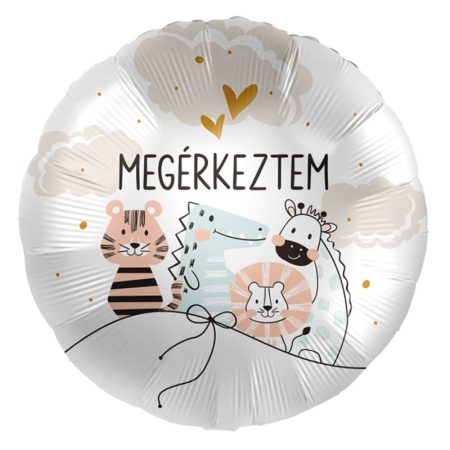 43 cm-es Megérkeztem feliratú állat mintás fólia lufi 43 cm-es Megérkeztem feliratú állat mintás fólia lufi