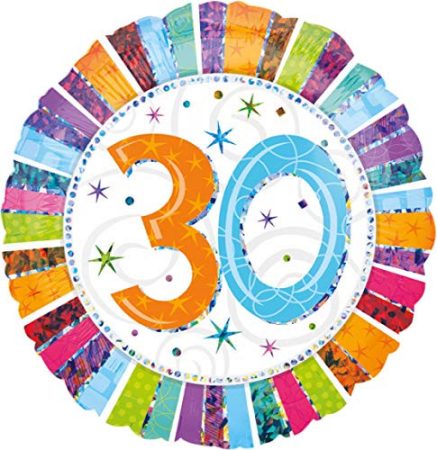 46 cm-es színes hologramos 30-as fólia lufi