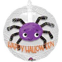 60 cm-es Happy Halloween - Lila Pók fólia lufi a lufiban