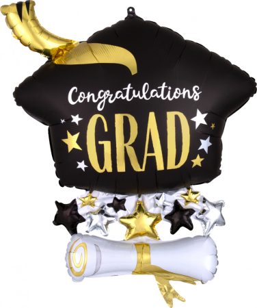 63 cm-es Diploma kalap Congratulations Grad Super Shape fólia lufi