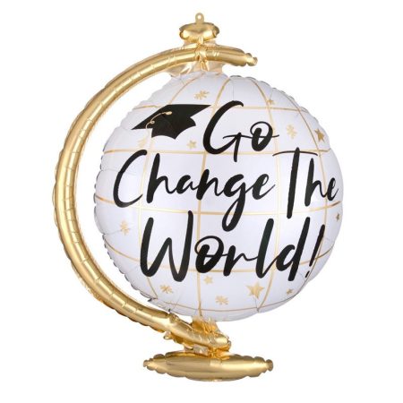 58 cm-es Földgömb alakú ballagási Super Shape fólia lufi