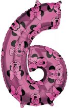   66 cm-es 6-os számos rózsaszín Minney Egér mintás fólia lufi