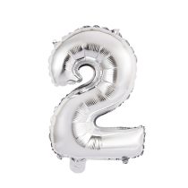 41 cm-es levegős ezüst szám fólia lufi - 2