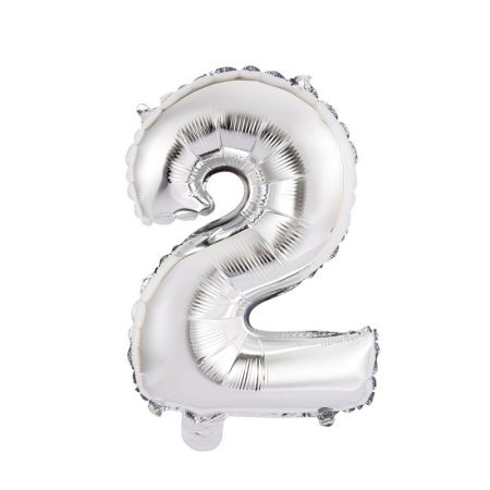 41 cm-es levegős ezüst szám fólia lufi - 2
