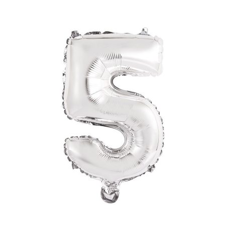 41 cm-es levegős ezüst szám fólia lufi - 5