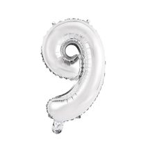 41 cm-es levegős ezüst szám fólia lufi - 9