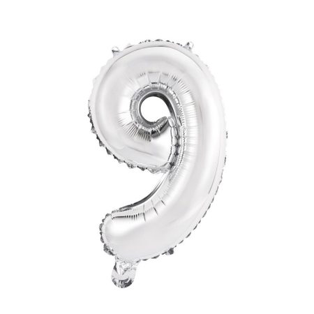 41 cm-es levegős ezüst szám fólia lufi - 9