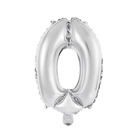 41 cm-es levegős ezüst szám fólia lufi - 0