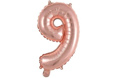 41 cm-es levegős rosegold szám fólia lufi - 9 41 cm-es levegős rosegold szám fólia lufi - 9