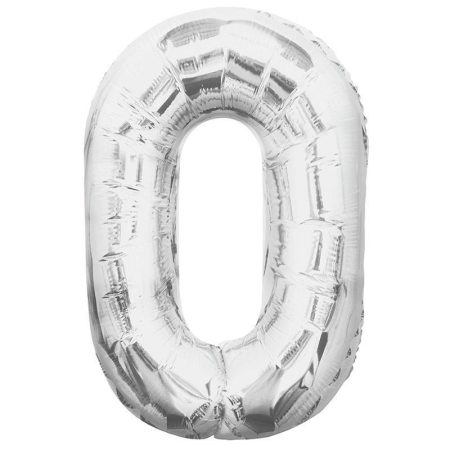 86 cm-es 0-ás ezüst szám fólia lufi