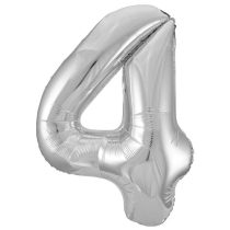 86 cm-es 4-es ezüst szám fólia lufi