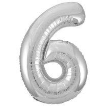 86 cm-es 6-os ezüst szám fólia lufi