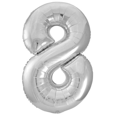 86 cm-es 8-as ezüst szám fólia lufi
