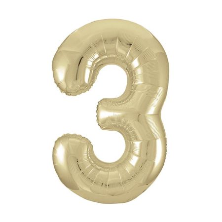 86 cm-es 3-as arany szám fólia lufi