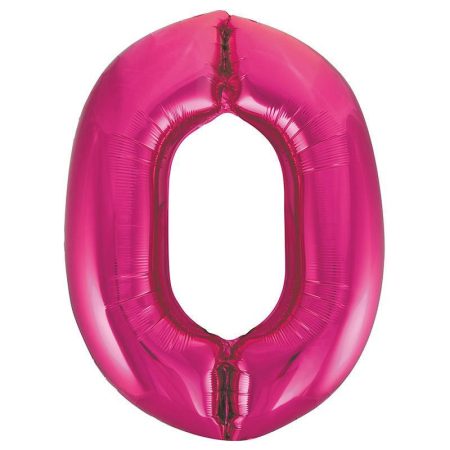86 cm-es 0-ás rózsaszín szám fólia lufi