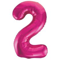 86 cm-es 2-es rózsaszín szám fólia lufi