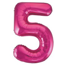 86 cm-es 5-ös rózsaszín szám fólia lufi