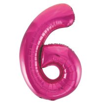86 cm-es 6-os rózsaszín szám fólia lufi