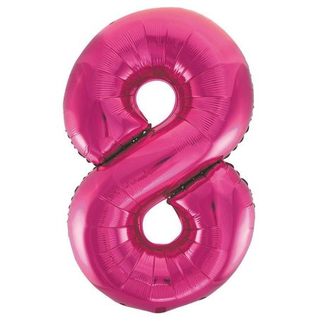 86 cm-es 8-as rózsaszín szám fólia lufi