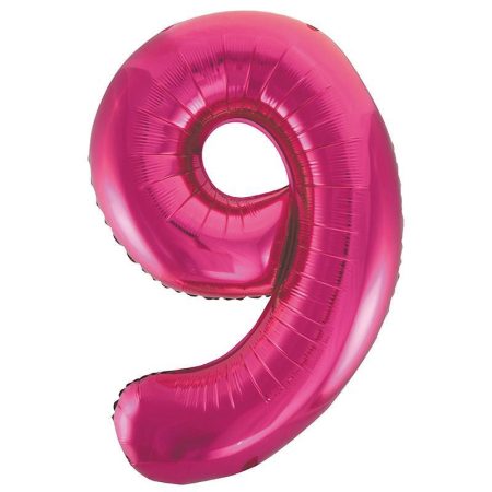 86 cm-es 9-es rózsaszín szám fólia lufi