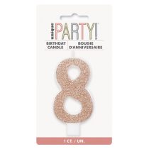 8-as csillámos rosegold számos szülinapi gyertya