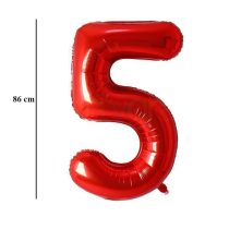 86 cm-es 5-ös piros szám fólia lufi