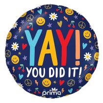 46 cm-es Yay You Did It Groovy Icons Ballagási fólia lufi