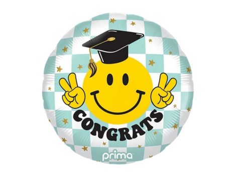 46 cm-es Congrats Smile Face Grad Checker fólia lufi