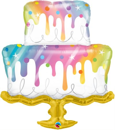 99 cm-es színes torta Super Shape fólia lufi