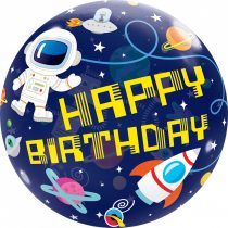 56 cm-es űrhajós Happy Birthday Bubble lufi