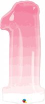 97 cm-es 1-es rózsaszín ombre fólia lufi