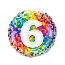 46 cm-es 6-os színes konfettis fólia lufi