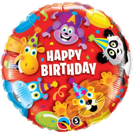 46 cm-es party állatok Happy Birthday fólia lufi