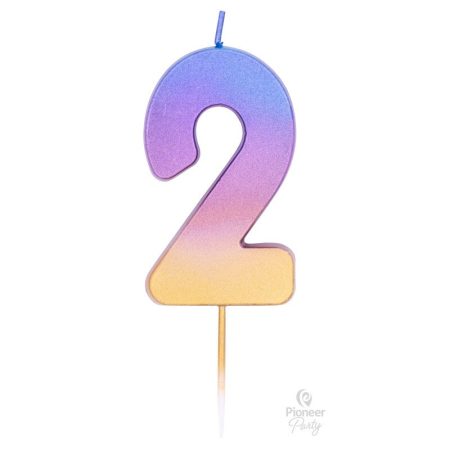 2-es szivárvány Ombre színű szülinapi gyertya