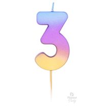 3-as szivárvány Ombre színű szülinapi gyertya
