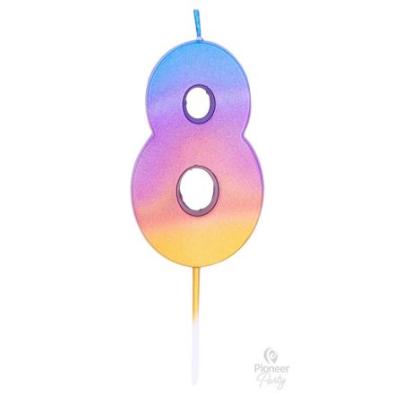 8-as szivárvány Ombre színű szülinapi gyertya
