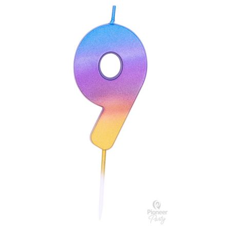 9-es szivárvány Ombre színű szülinapi gyertya