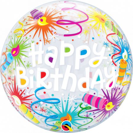 56 cm-es gyertyás Happy Birthday Bubble lufi