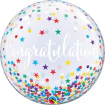 56 cm-es Congratulations feliratú konfettis Bubble lufi