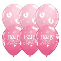 28 cm-es Baby Girl rózsaszín lufi, 25 db/csomag