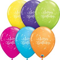 28 cm-es Happy Birthday lufi vegyes színekben, 25 db/csomag