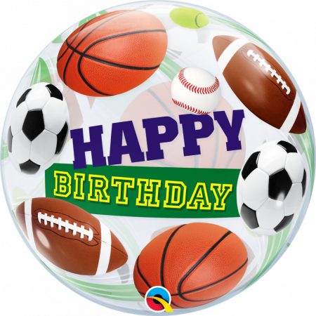 56 cm-es sportlabdák Happy Birthday Bubble lufi