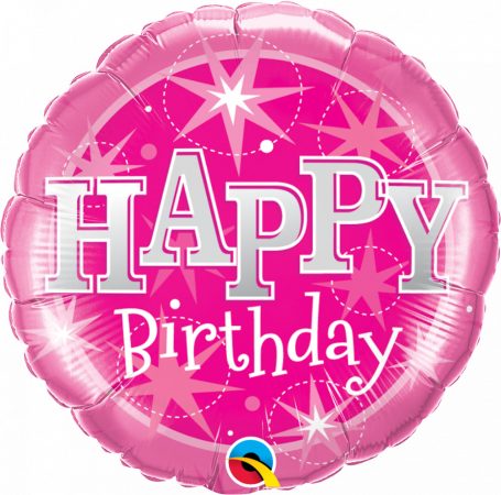 46 cm-es rózsaszín Happy Birthday fólia lufi