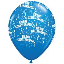 28 cm-es Boldog Születésnapot kék lufi, 25 db/csomag