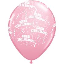   28 cm-es Boldog Születésnapot rózsaszín lufi, 25 db/csomag