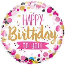   46 cm-es rózsaszín és arany Happy Birthday to you! fólia lufi
