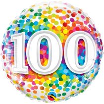46 cm-es 100-as színes konfettis fólia lufi