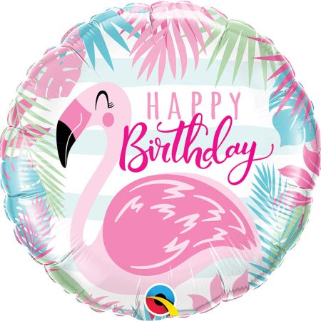 46 cm-es flamingós Happy Birthday fólia lufi